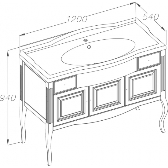 Тумба с раковиной OPADIRIS Лаура 120 белая с патиной