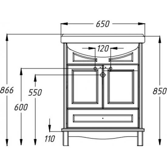 Тумба с раковиной OPADIRIS Омега 65 cлоновая кость