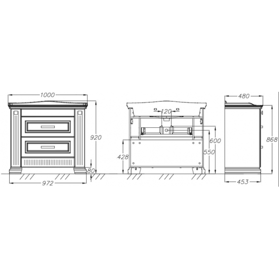 Тумба с раковиной OPADIRIS Оникс 100 серебро