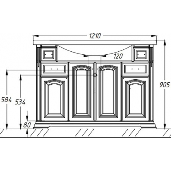 Тумба с раковиной OPADIRIS Риспекто 120 слоновая кость