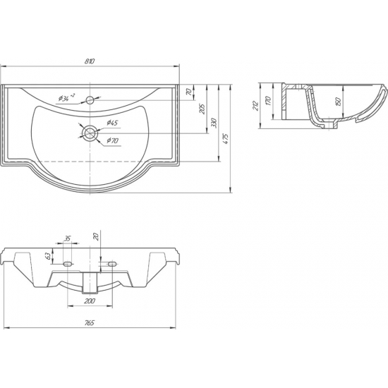 Тумба с раковиной OPADIRIS Риспекто 80 нагал