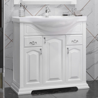 Тумба с раковиной OPADIRIS Риспекто 85 белая, с раковиной Сенеж