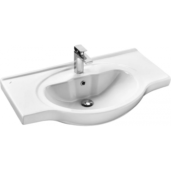 Тумба с раковиной OPADIRIS Риспекто 85 белая, с раковиной Сенеж