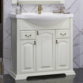 Тумба с раковиной OPADIRIS Риспекто 85 слоновая кость, с раковиной Сенеж