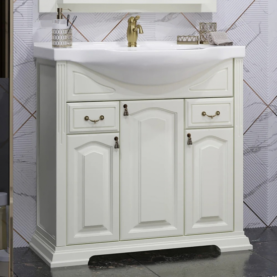 Тумба с раковиной OPADIRIS Риспекто 85 слоновая кость, с раковиной Сенеж