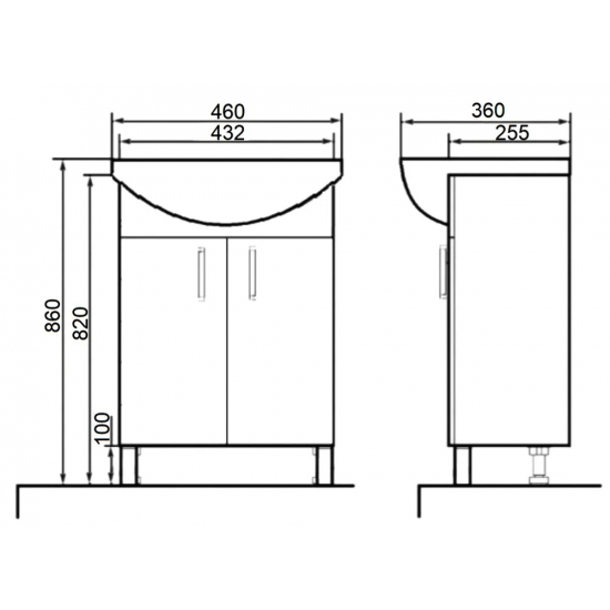 Тумба с раковиной ORANGE Лайт 45 белый глянец