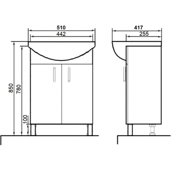 Тумба с раковиной ORANGE Лайт 50 белый глянец