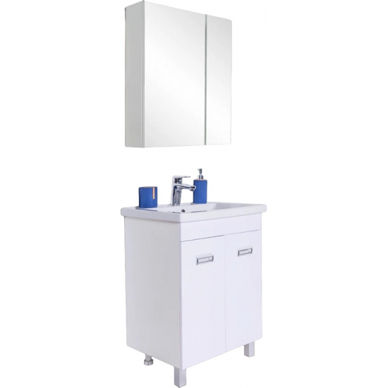 Тумба с раковиной ORANGE Таис 60 напольная, белый глянец