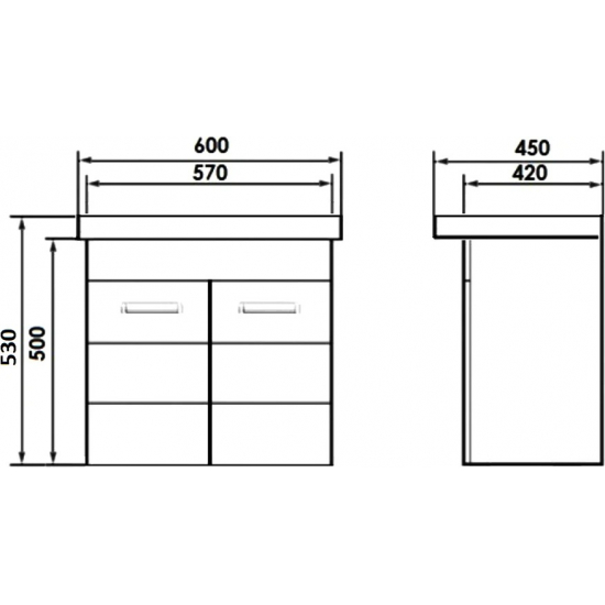 Тумба с раковиной ORANGE Таис 60 подвесная, белый глянец