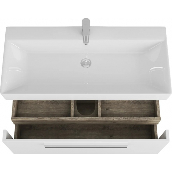 Тумба с раковиной Owl 1975 Ragnar 100 белая, 1 ящик, 1 внутренний