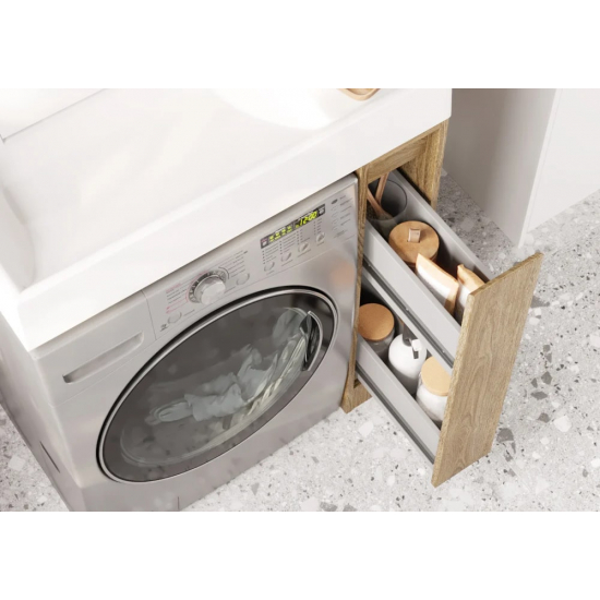 Тумба с раковиной под стиральную машину АКВАТОН Лондри 20 L раковина 80 чаша слева, дуб кантри