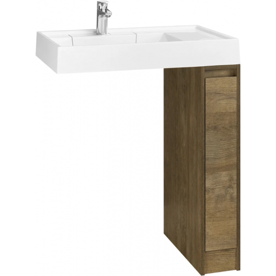 Тумба с раковиной под стиральную машину АКВАТОН Лондри 20 L раковина 80 чаша слева, дуб кантри