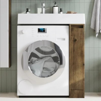 Тумба с раковиной под стиральную машину АКВАТОН Лондри 20 L раковина 80 чаша слева, дуб рустикальный