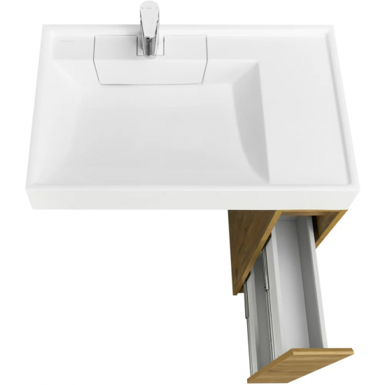 Тумба с раковиной под стиральную машину АКВАТОН Лондри 20 L раковина 80 чаша слева, дуб рустикальный