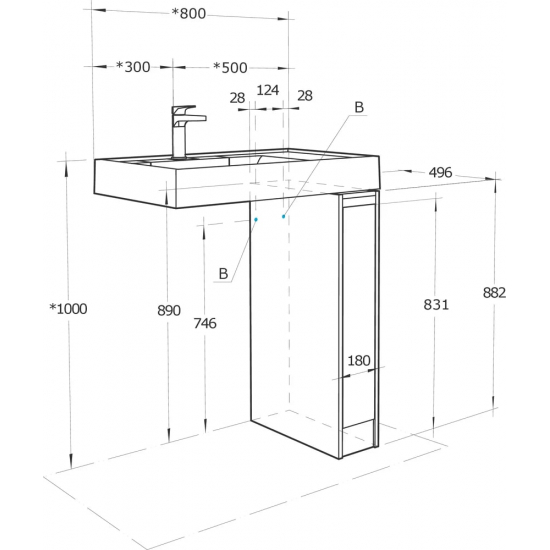 Тумба с раковиной под стиральную машину АКВАТОН Лондри 20 L раковина 80 чаша слева, дуб рустикальный
