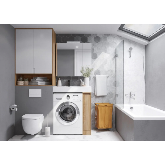 Тумба с раковиной под стиральную машину АКВАТОН Лондри 20 L раковина 80 чаша слева, дуб сантана