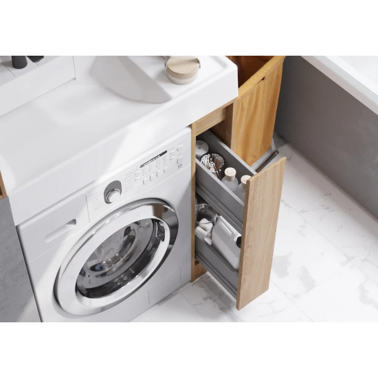 Тумба с раковиной под стиральную машину АКВАТОН Лондри 20 L раковина 80 чаша слева, дуб сантана