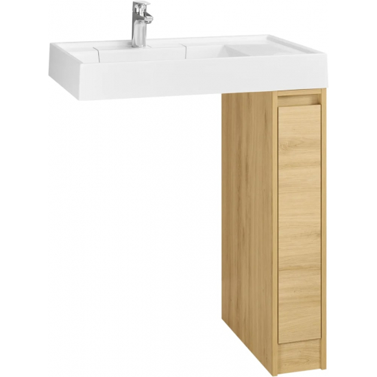Тумба с раковиной под стиральную машину АКВАТОН Лондри 20 L раковина 80 чаша слева, дуб сантана