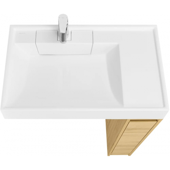 Тумба с раковиной под стиральную машину АКВАТОН Лондри 20 L раковина 80 чаша слева, дуб сантана