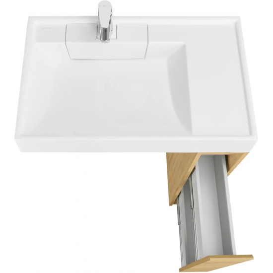 Тумба с раковиной под стиральную машину АКВАТОН Лондри 20 L раковина 80 чаша слева, дуб сантана