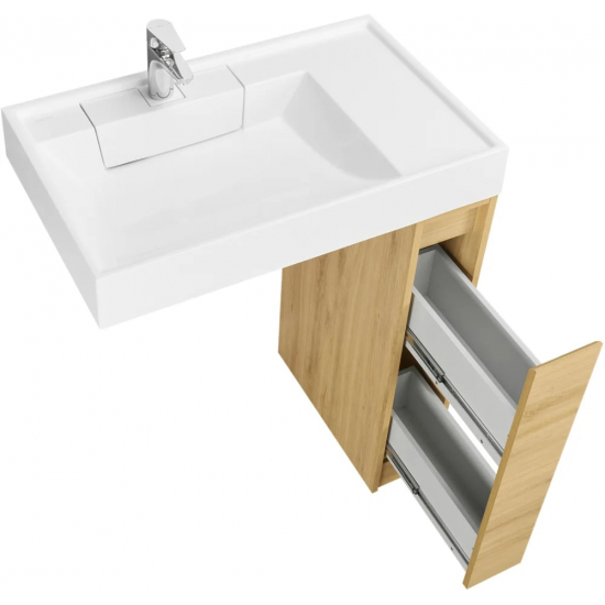 Тумба с раковиной под стиральную машину АКВАТОН Лондри 20 L раковина 80 чаша слева, дуб сантана