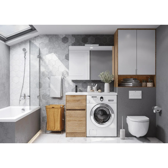 Тумба с раковиной под стиральную машину АКВАТОН Лондри 40 L раковина 105 чаша слева, дуб сантана