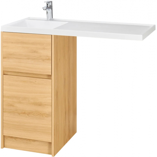 Тумба с раковиной под стиральную машину АКВАТОН Лондри 40 L раковина 105 чаша слева, дуб сантана