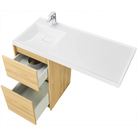 Тумба с раковиной под стиральную машину АКВАТОН Лондри 40 L раковина 105 чаша слева, дуб сантана