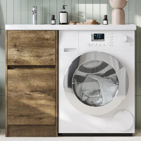 Тумба с раковиной под стиральную машину АКВАТОН Лондри 40 L раковина 105 дуб рустикальный