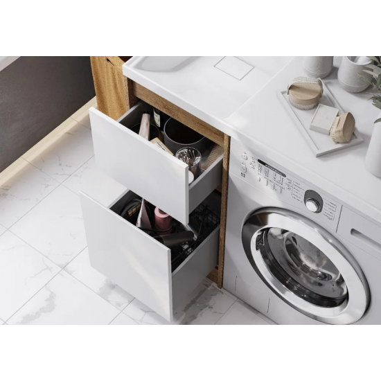 Тумба с раковиной под стиральную машину АКВАТОН Лондри 40 L раковина 105 дуб сантана, белый