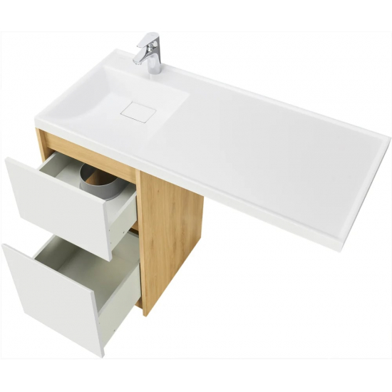 Тумба с раковиной под стиральную машину АКВАТОН Лондри 40 L раковина 105 дуб сантана, белый