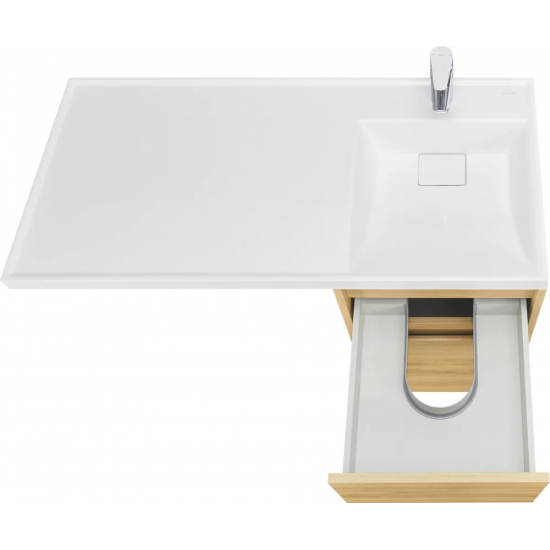 Тумба с раковиной под стиральную машину АКВАТОН Лондри 40 R раковина 105 чаша справа, дуб сантана