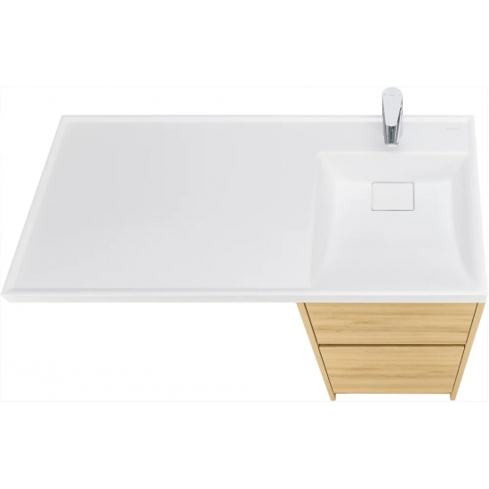 Тумба с раковиной под стиральную машину АКВАТОН Лондри 40 R раковина 105 чаша справа, дуб сантана