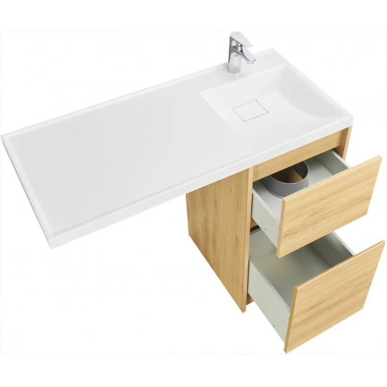 Тумба с раковиной под стиральную машину АКВАТОН Лондри 40 R раковина 105 чаша справа, дуб сантана