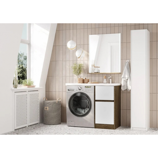 Тумба с раковиной под стиральную машину АКВАТОН Лондри 40 R раковина 105 дуб кантри, белый