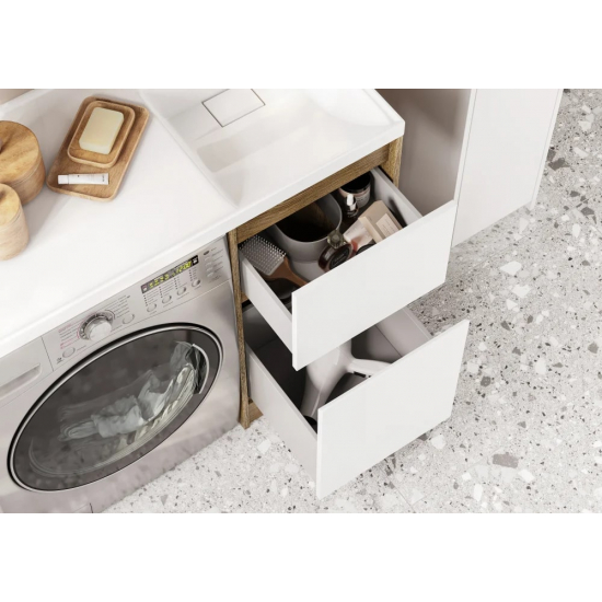 Тумба с раковиной под стиральную машину АКВАТОН Лондри 40 R раковина 105 дуб кантри, белый