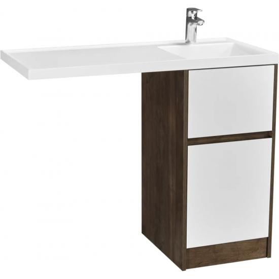 Тумба с раковиной под стиральную машину АКВАТОН Лондри 40 R раковина 105 дуб кантри, белый