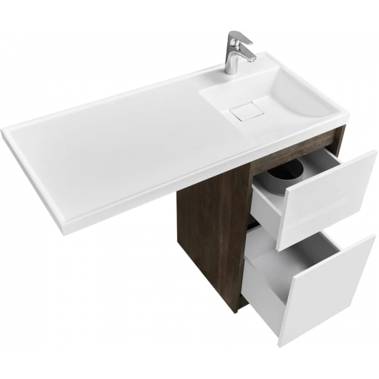 Тумба с раковиной под стиральную машину АКВАТОН Лондри 40 R раковина 105 дуб кантри, белый