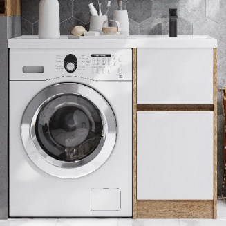 Тумба с раковиной под стиральную машину АКВАТОН Лондри 40 R раковина 105 дуб сантана, белый