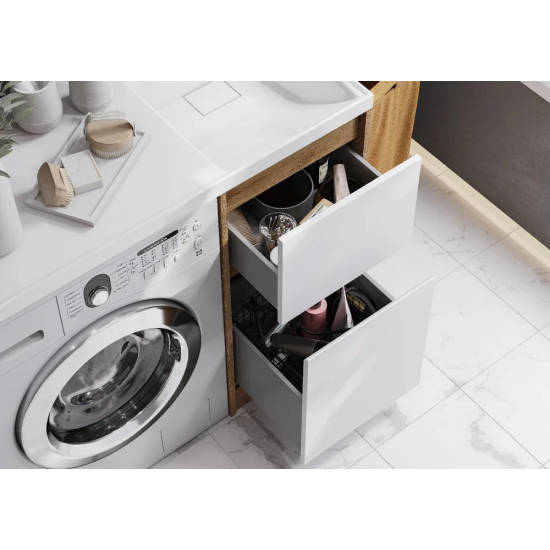 Тумба с раковиной под стиральную машину АКВАТОН Лондри 40 R раковина 105 дуб сантана, белый