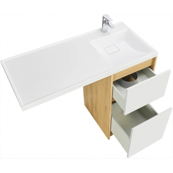 Тумба с раковиной под стиральную машину АКВАТОН Лондри 40 R раковина 105 дуб сантана, белый