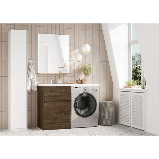 Тумба с раковиной под стиральную машину АКВАТОН Лондри 60 L раковина 120 чаша слева, дуб кантри