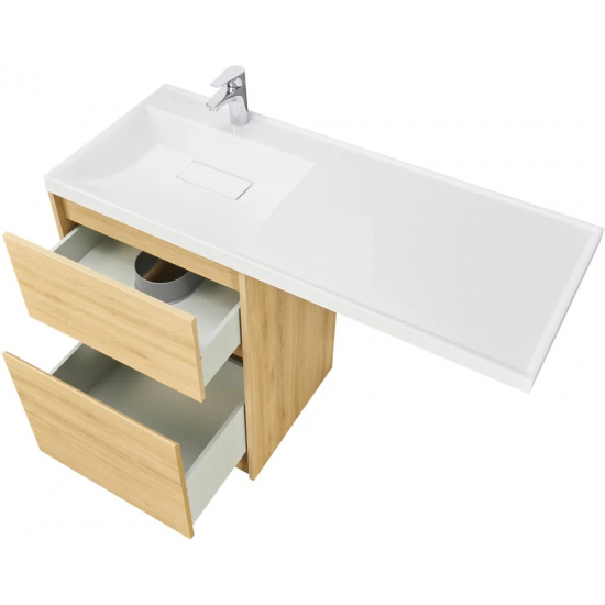 Тумба с раковиной под стиральную машину АКВАТОН Лондри 60 L раковина 120 чаша слева, дуб сантана