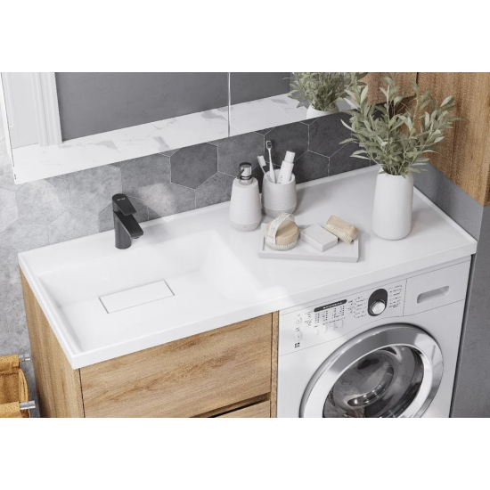 Тумба с раковиной под стиральную машину АКВАТОН Лондри 60 L раковина 120 чаша слева, дуб сантана