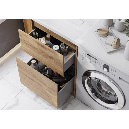 Тумба с раковиной под стиральную машину АКВАТОН Лондри 60 L раковина 120 чаша слева, дуб сантана