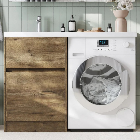 Тумба с раковиной под стиральную машину АКВАТОН Лондри 60 L раковина 120 дуб рустикальный