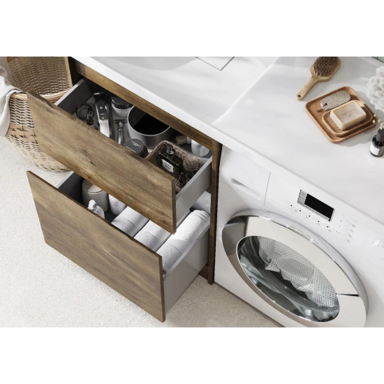 Тумба с раковиной под стиральную машину АКВАТОН Лондри 60 L раковина 120 дуб рустикальный