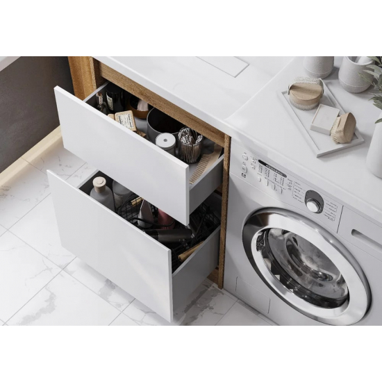 Тумба с раковиной под стиральную машину АКВАТОН Лондри 60 L раковина 120 дуб сантана, белый