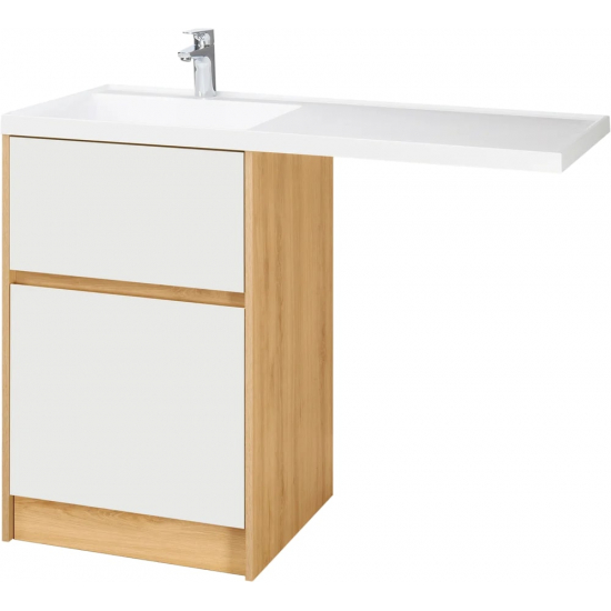 Тумба с раковиной под стиральную машину АКВАТОН Лондри 60 L раковина 120 дуб сантана, белый