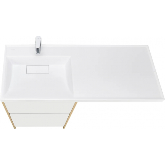 Тумба с раковиной под стиральную машину АКВАТОН Лондри 60 L раковина 120 дуб сантана, белый